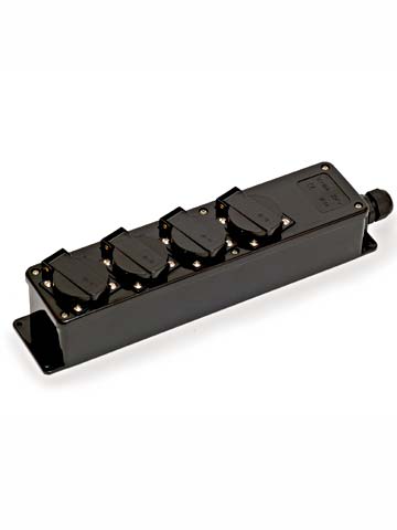 Koopman VD16 4vdg contactdozenblok 2p.+ra. zwart IP44