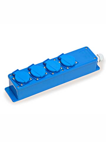 Koopman VD16 4vdg contactdozenblok 2p.+ra. blauw IP44