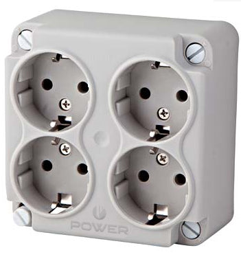 Power Install Deksel kabeldoos incl. 4vdg contactdoos bedraad grijs