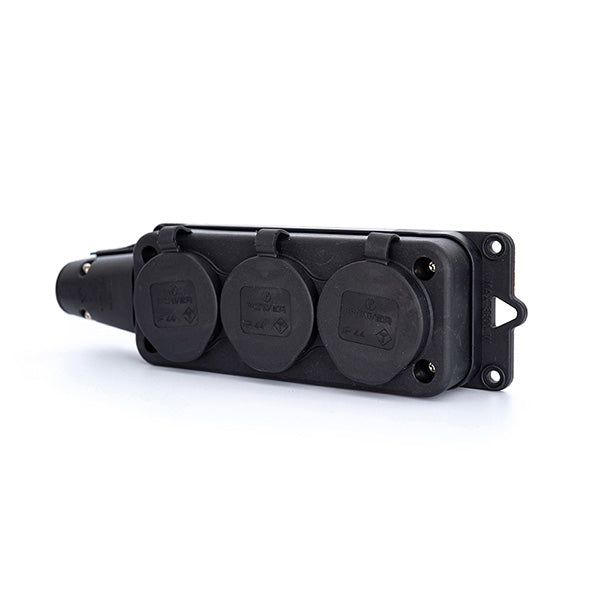 Power Solid Power Solid contactdoos 3-voudig TPE randaarde IP44 zwart