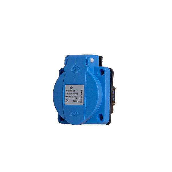 Power Solid Machine contactdoos 16A inbouw randaarde IP54 blauw