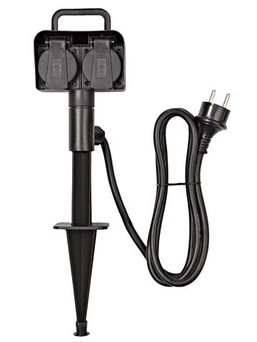 Interlight Tuin Spiescontactdoos 2vdg 16A 250V 1,8m H07RN-F IP44